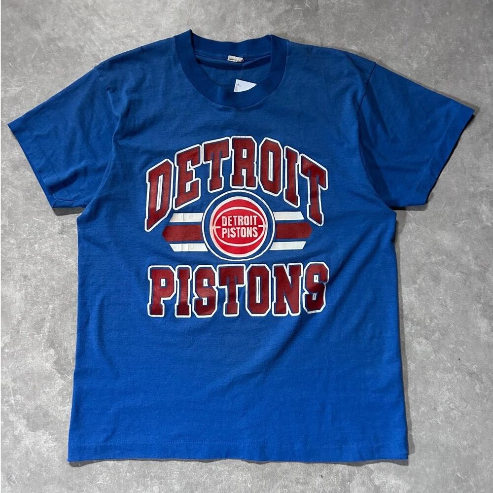 80s Vintage Detroit Pistons Blue T Shirt Size L